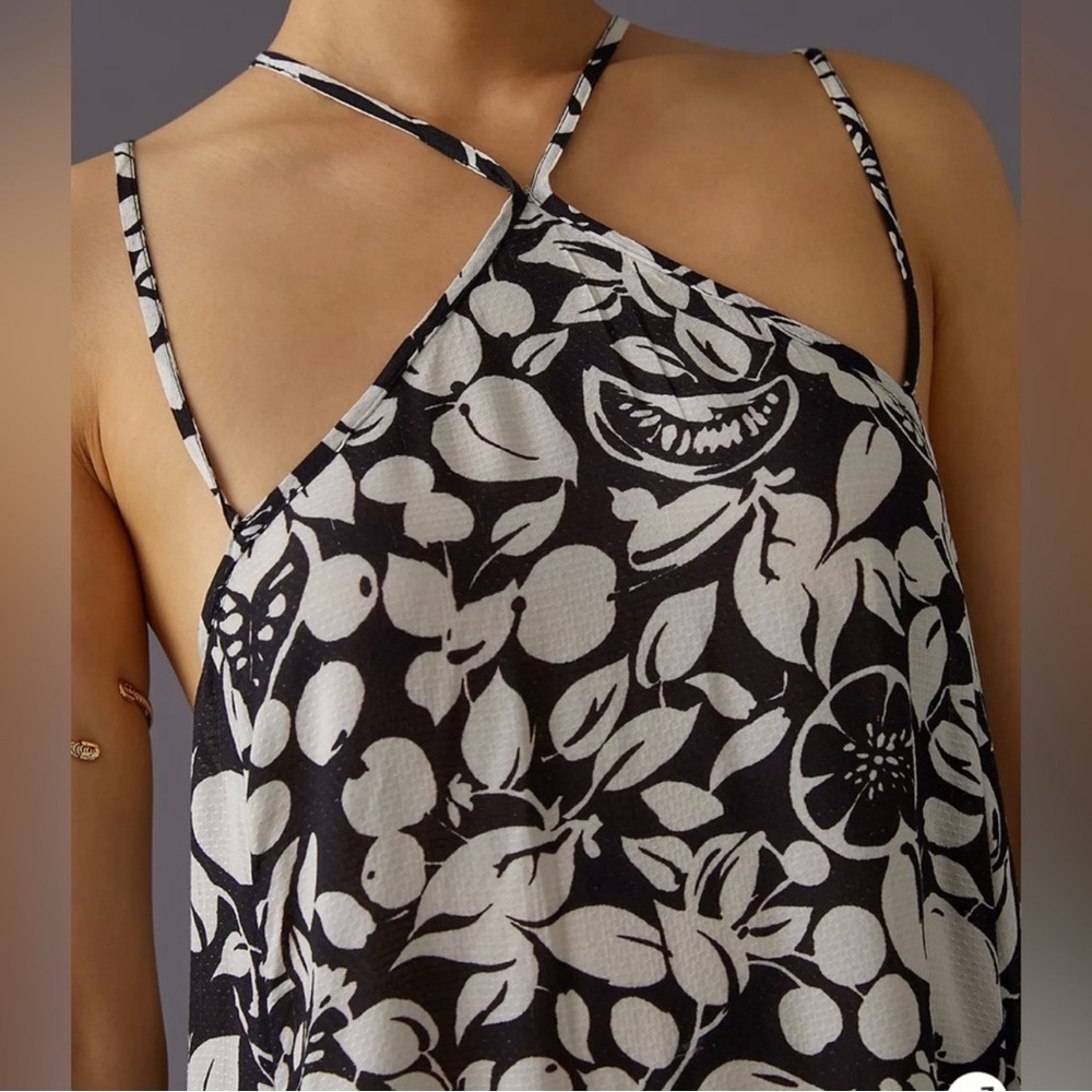 Anthropologie Black White Fruit Print Mini Dress Size XS NWT - Picture 2 of 5